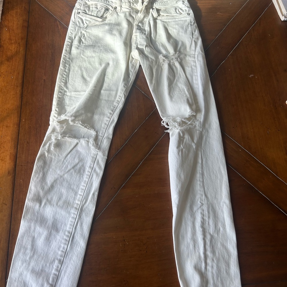 White Distressed Mens Ripped Skinny Jeans